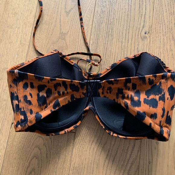 Women's Freya Roar Instinct Leopard Bandeau Halter Bikini Top Underwire Size 34G - Picture 7 of 9